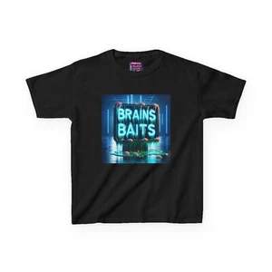 Brains & Baits Kids Heavy Cotton Tee - Fun and Stylish Tee for Young Adventurers - Picture 1 of 33