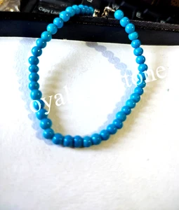 Birthstone Genuine Turquoise Beaded Bracelet Crystal Balls Beaded Bracelet 4MM - Picture 1 of 3