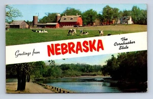 Postal de saludos de Nebraska publicada de Nebraska a California en 1957 - Imagen 1 de 2