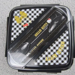 Hello Kitty Porta Pranzo Bento Forchetta Cucchiaio Oro Nero - Foto 1 di 15