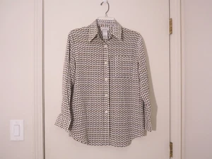 GO SILK Langarmshirt mehrfarbig 100 % Seide Chiffon geometrisch Tasche Größe P - Bild 1 von 4