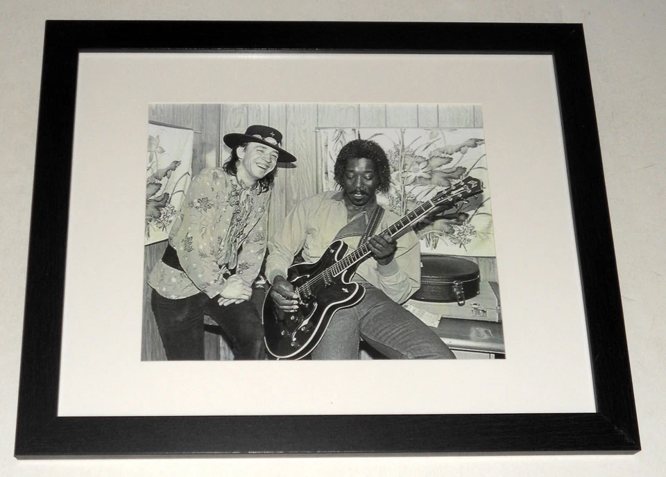 Framed Stevie Ray Vaughan / Buddy Guy 1985 SRV poster 13"x16" Blues Legends! - Image 1 of 3