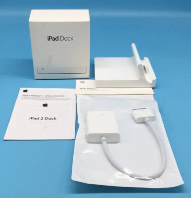 Authentic Apple iPad 2 Base Dock, New With Box (A1)  &  Sealed VGA Adapter - Image 1 of 4