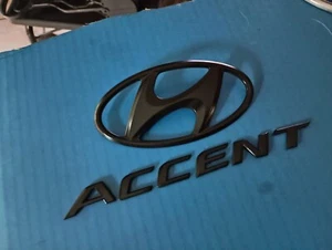 HYUNDAI ACCENT BLACK LETTERING 2012-2016 EMBLEMS WITH LOGO OEM USED - Picture 1 of 5