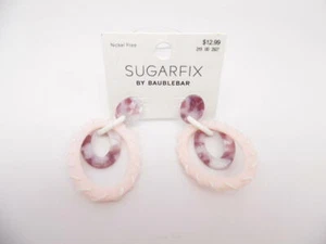 SUGARFIX by BaubleBar Stacked Hoop Earrings - Pink - Nickel Free - Picture 1 of 2