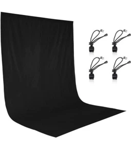 1.8 x 2.8m/ 6 x 9ft Photography Backdrop Background & 4 x Backdrop Clips Black - Picture 1 of 7