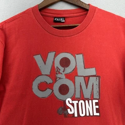 Y2K Volcom Stone Graphic Red T-Shirt Short Large Skater Skate 2000s Skaterboy - Image 1 of 4