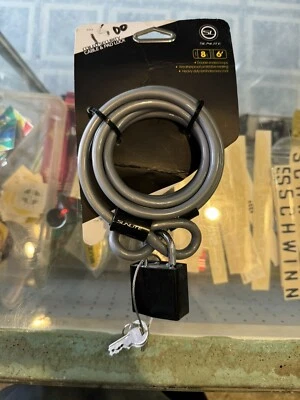 Sunlite BIKE LOCK with 2 KEYS & 8 mm x 6 ft Long Black Coil CABLE - Image 1 of 2