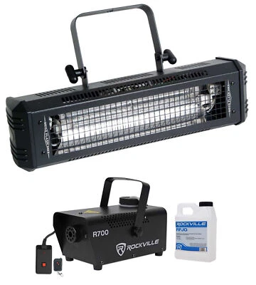 American DJ Mega Flash DMX 800W DMX Strobe Light w/ Sound Sensor + Fog Machine - Image 1 of 4