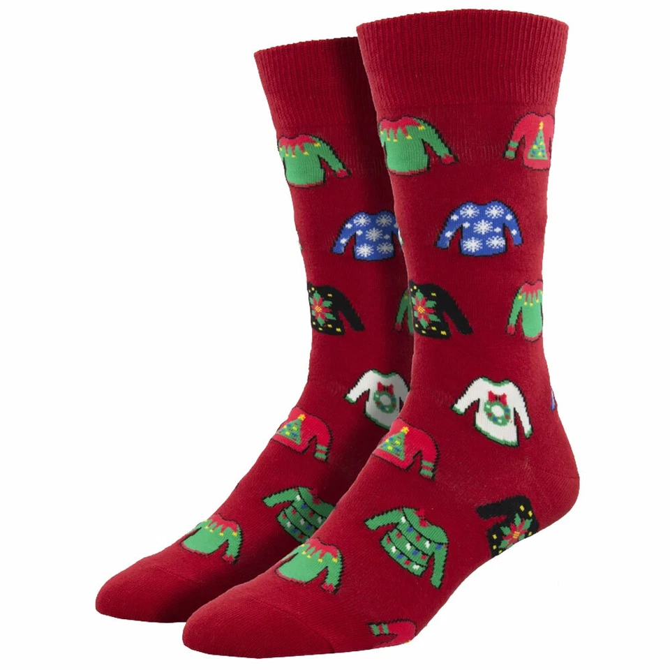 Suéteres masculinos feios de Natal com meia de tripulação - Imagem 1 de 1