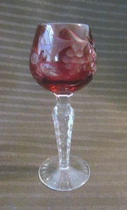 Set of 4~Bohemian Ruby Red Cut to Clear Cordial Glasses Goblets Stunning! - Picture 1 of 8