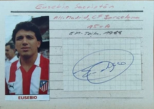 Eusebio Sacristan +Autogramm u. Foto auf Karteikarte+ Atl. Madrid, Barca +EM 88+ - Bild 1 von 1