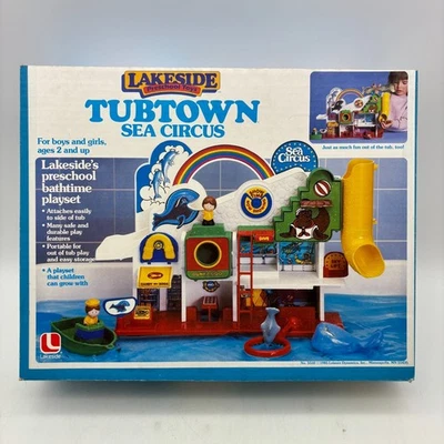 老式Tubtown Sea Circus玩具套装带盒完整湖畔1985 Tub Town — 第 1/4 张图片