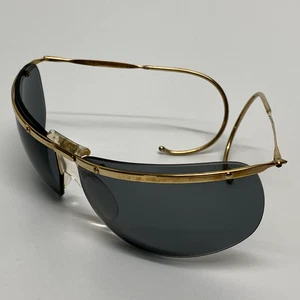 SUNGLASSES VINTAGE SOLAMOR FRANCE CURLED TIPS RIMLESS WRAP 50s 60s GOLD FRAME - Imagen 1 de 15