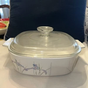 CorningWare Shadow Iris A-2-B 2 Liter Casserole Baking Dish + Pyrex A9C Lid VG - Picture 1 of 5