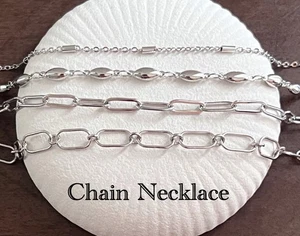 Silver Chain Necklace Silver Necklace Rhodium Plated Chain Necklace Minimalist - Picture 1 of 6