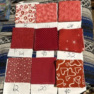 Reds Irish 202 Cotton Fabric Squares 4 " X 4 " Lot Of 202 - Picture 1 of 10