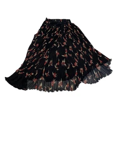 Isabel Marant Black Floral Midi Pleated Skirt EU 32 - Foto 1 di 4