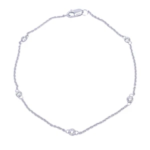 18 kt Weißgold natürlicher Diamant Lünette Armband 0,20 kt 7" Zoll - Bild 1 von 9