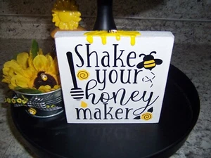Shake your Honey Bee sign Tiered Tray Farmhouse Style Kitchen summer decor - Picture 1 of 2