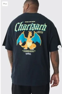 Camiseta Talla Grande Oficial Pokemon Charizard Estampado Trasero - 3xl a 5xl - Imagen 1 de 3