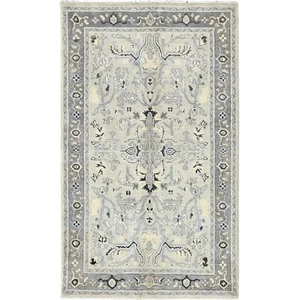 2'10"x4'10" Beige Afghan Peshawar Heris Wool Hand Knotted Oriental Rug G82918 - Picture 1 of 7