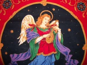 100% cotton "Angel Playing Lute" panel (2), 53cm/21" x 44cm/17" - Picture 1 of 8