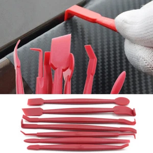 7x Red Carbon Fiber Decal Film Squeegee Felt Car Interior Accessories Tools - Foto 1 di 14