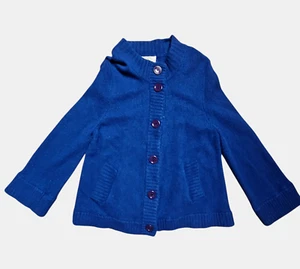 Talbots Wool Cashmere Button Front Knit Cardigan Sweater Girls XL Royal Blue - Picture 1 of 10