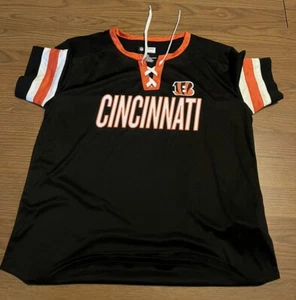 Cincinnati Bengals Lace Up Sparkling Letter NFL Fanatics Licensed Women’s Top Lg - Picture 1 of 10