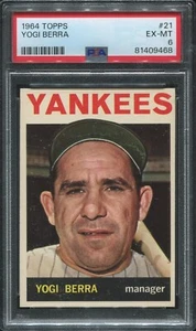 #21 YOGI BERRA, Yankees - 1964 Topps: PSA EX-MT 6 81409468 - Picture 1 of 2