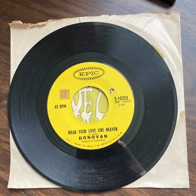 DONOVAN - Wear Your Love Like Heaven #5-10253 Epic Records 45 RPM 7" With Sleeve Foto 1 de 4