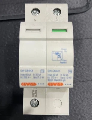 SCARICATORE SOVRATENSIONE GEWISS 1P+N 230V 40KA GW D6441 Tipo 2 DS443