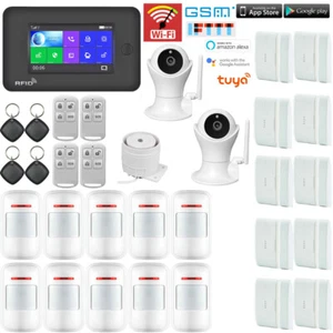 T35 Tuya Alexa APP WiFi GSM GPRS Wireless Home Security Alarm System+2 IP Camera - Picture 1 of 12