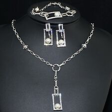 V331 S. Crystal 18K WGP Earrings Bracelet Necklace Set Fashion Party Gift