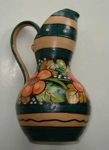 Vintage Pottery Wine Water Pitcher Carafe Hand Painted Made in Italy - Picture 1 of 7