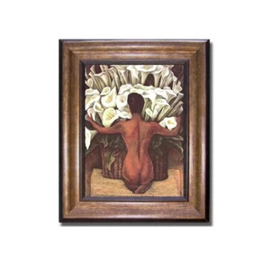 Bronze Framed Nude with Calla Lilies by Rivera Canvas Artwork 19x15 Framed Size - Picture 1 of 1