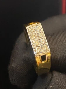 0,63 Cts Tondo Brillante Diamanti Uomini Fidanzamento Band Anello In 585 14K Oro - Foto 1 di 12