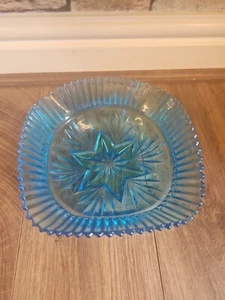 Plato cuadrado de vidrio azul para servir - Imagen 1 de 3