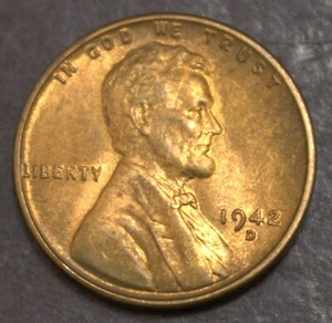 1942 D Lincoln Wheat Cent BU Lightly Toned Lot F50 - Picture 1 of 2