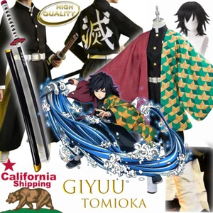 Men's Girls Cosplay Demon Slayer Costume Tomioka Giyuu Cloak Halloween - Picture 1 of 18