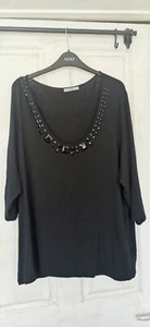 M&S beaded jewel long black top/blouse size 22 excellent condition - Picture 1 of 5