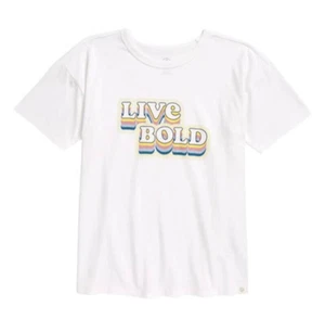TREASURE & Bond Nordstrom White LIVE BOLD Graphic T-Shirt Tee L 10/12 Girls NEW - Picture 1 of 1