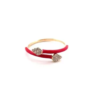 14K Gelbgold Schlangenring mit roter Emaille - Bild 1 von 6