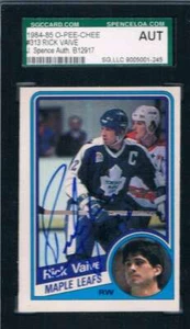 1984-85 O-Pee-Chee #313 Rick Vaive Maple Blätter JSA Auto - Bild 1 von 1