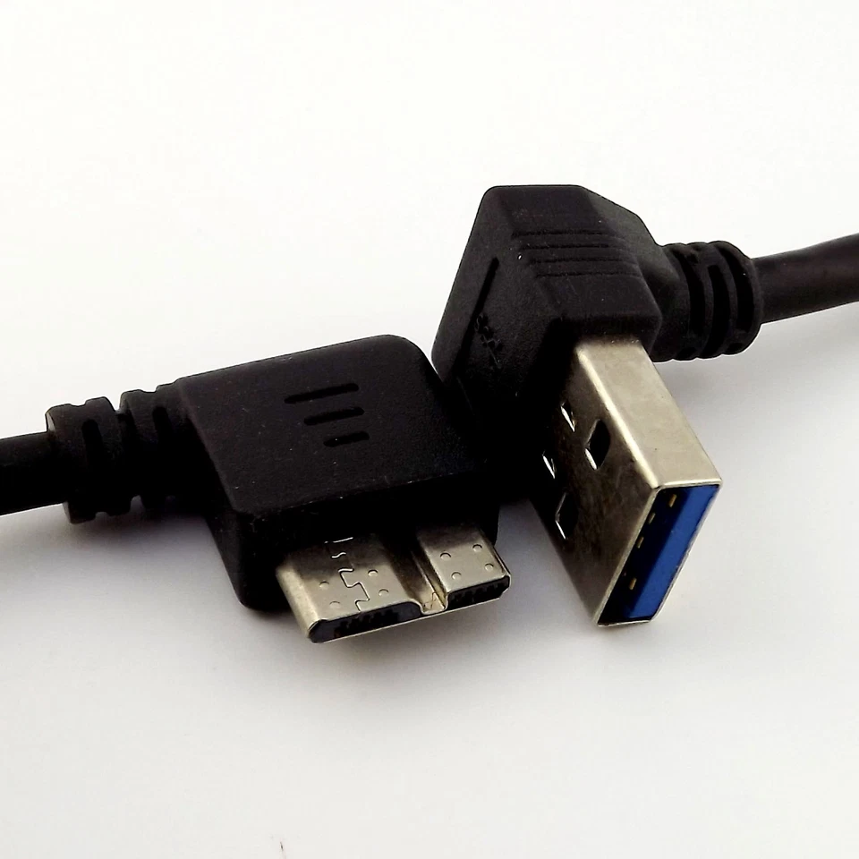 Micro USB 3.0 Type B Male Left Angle to Down 90° Angle A Male Data Adapter Cable - Image 1 of 4