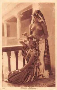 North Africa nude Harem Arab girls ethnic original early 1920s photo postcard - Picture 1 of 2