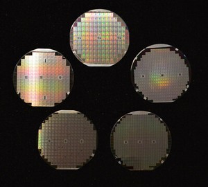 Historic 1970s-1980s USA silicon wafers - Qty of five, 4" wafers includes CPU