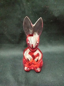 BACCARAT Crystal Rabbit Figurine Ruby Red Zodiac Ornament France Vintage - Picture 1 of 6