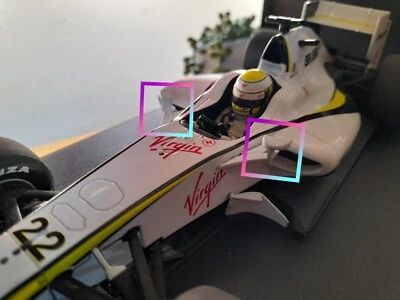 Espejos retrovisores de repuesto 1:18 Brawn F1 coche 2009 Jenson Button repuestos Minichamps Foto 1 de 4